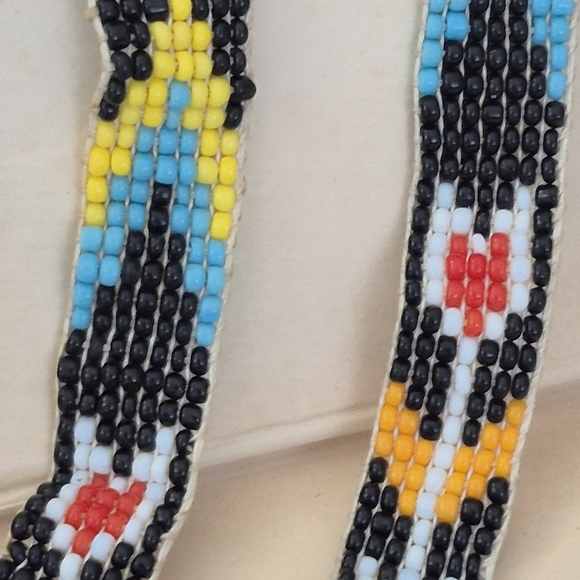 Native Beaded Necklace - Black, Red, Yellow, Blue - Picture 3 of 9